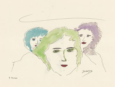 Danyk D'Arsonval - Set of Three 20th Century Pen and Ink Drawings, 3 Muses