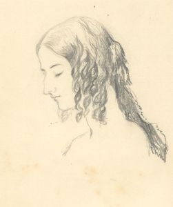 Set of Three Mid 20th Century Graphite Drawings - Three Female Figure Profiles