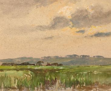 Charles Edward Hannaford RBA (1863-1955) - Watercolour, Rye Marshes