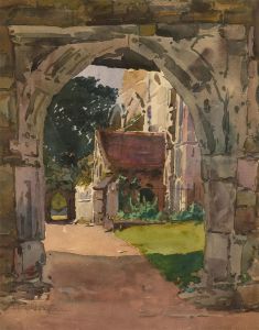 Charles Arthur Hannaford RBA (1887-1972) - Watercolour, Gothic Arch View