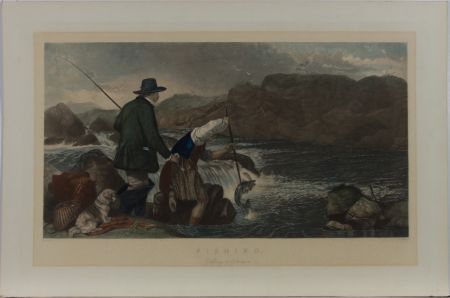 W Simmons after Richard Ansdell - Mid 19th Century Mezzotint, Gaffing A Salmon