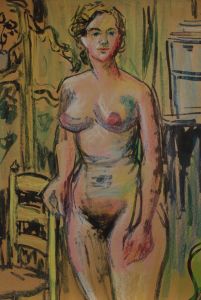 Peter Collins ARCA - c.1970s India Ink, Expressive Standing Nude Lady