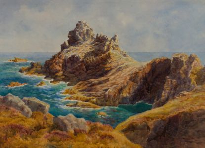 Attrib. Arthur Suker (1857-1902) - 19th Century Watercolour, Dramatic Cliffs