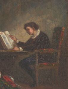George Henry Yewell (1830-1923) - 1859 Oil, Reading Male Figure