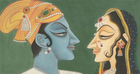 20th Century Gouache - Rama and Sita