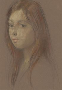 20th Century Pastel - Portrait of a Young Girl