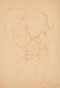 Mid 20th Century Sanguine - Study of a Man Thinking