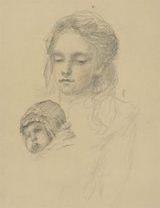 Emma Chadwick (1855-1932) - Late 19th Century Graphite Drawing, Girl & Infant