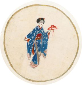 19th Century Gouache - Geishas With Sakura