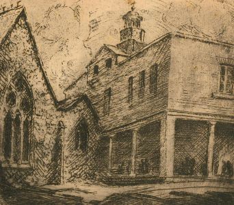 John L. Thirtle FRSA (1899-1982) - Etching, Old Market Hall, Uxbridge