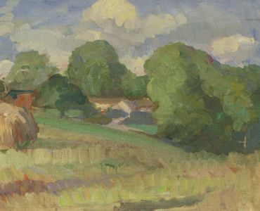 Alfred Henry Robinson Thornton NEAC (1863-1939) - Oil, Landscape with Cottages