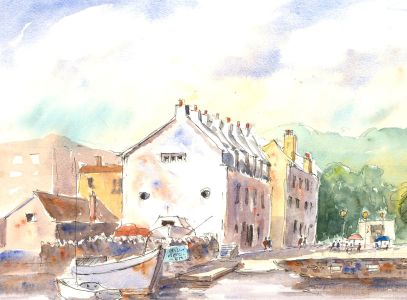 John A. Case - 20th Century Watercolour, Boats In The Harbour