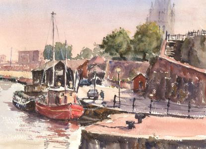 John A. Case - 20th Century Watercolour, Harbour Towns