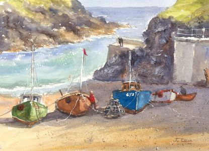 John A. Case - 20th Century Watercolour, Boats On The Beach