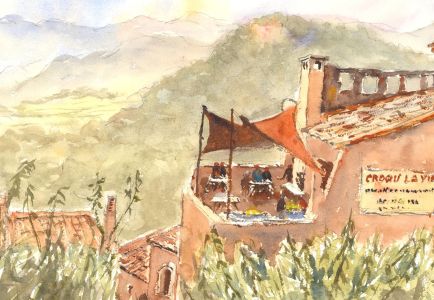 John A. Case - 20th Century Watercolour, Relaxing In The Garden