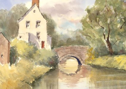 John A. Case - 20th Century Watercolour, Late Afternoon At The Cottage