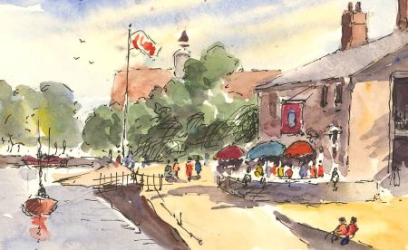 John A. Case - 20th Century Watercolour, Beach Town