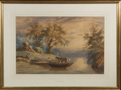 Louisa K Johnson - Signed & Framed 1873 Watercolour, River Crossing