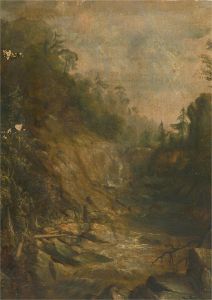 R.W. - For Restoration 19th Century Oil, Waterfall