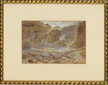 William Henry Pike (1846-1908) - 1880 Watercolour, Rocky River Landscape