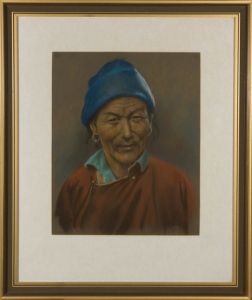 J.A. Hulbert (1900-1979) - Framed 20th Century Pastel, Man with Blue Hat