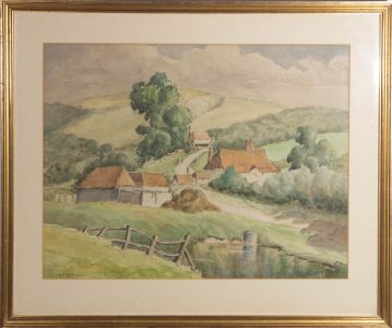 Agnes E. Foreman (fl.1910-1939) - c.1935 Watercolour, Sussex Downs, Washington