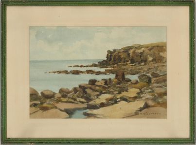 R.S. Jackson - Mid 20th Century Watercolour, Rocky Coastal Outcrop