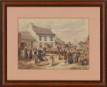 Framed Mid 20th Century Watercolour - Harvest at the Farm