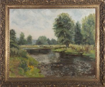 M.P. Erdmann - Mid 20th Century Oil, River Tanat, Llansantffraid