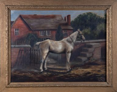 Claire Nickalls - Framed 1899 Oil, The White Horse