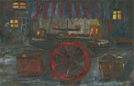 20th Century Oil - Street Scene in Red and Black
