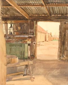 J.E. Rennie - Early 20th Century Watercolour, Interior Workshop