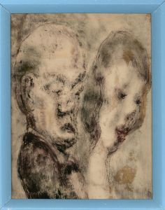 Framed 20th Century Etching - Man Removing Female Mask