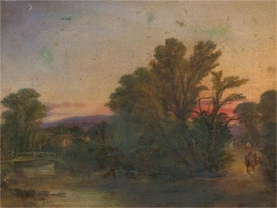 19th Century Oil - Pastoral Scene at Dusk