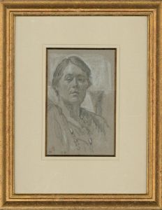 J.B - Signed & Framed 20th Century Graphite Drawing, Study of a Woman