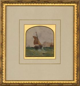 J.B - Framed Mid 19th Century Watercolour, Sailing Boat at Sea
