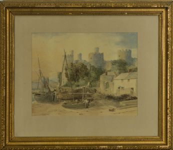 W.C.W. - 1855 Watercolour, View of Conwy Castle