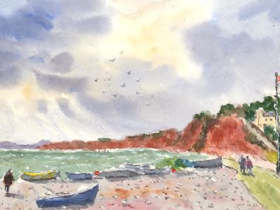 John A. Case - 20th Century Watercolour, Sunny Day At The Beach