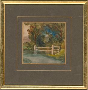 Signed & Framed 20th Century Watercolour - Farm Gate