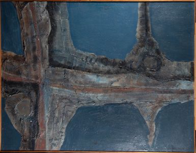 Rowland Fade (1939-2017)-Signed & Framed Mid 20th Century Oil, Abstract in Blue