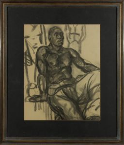 Framed Mid 20th Century Charcoal Drawing - Life Drawing of a Man