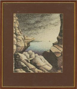 J.P. Bean - 1970 Pen and Ink Drawing, Near Salcombe