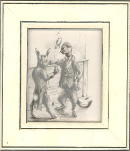 S. Fellwood - Framed 20th Century Graphite Drawing, Interrupted Rabbit