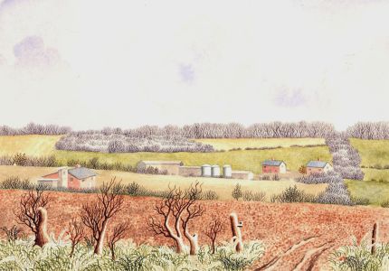Ronald A. Broad - 1998 Watercolour, Lower Farm, Littleton, Winchester, Hampshire
