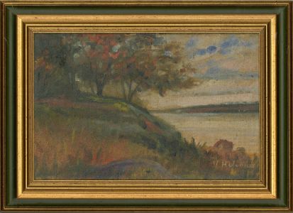 V. Helenius - Signed & Framed 19th Century Oil, Summer by the River