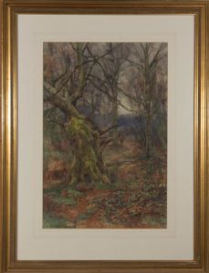 Sidney Grant Rowe (1861-1928) - Signed & Framed C.1890 Watercolour, Autumn Walk