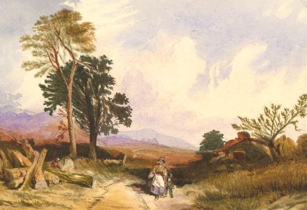 Edward Le Marchant - 1885 Watercolour, Figures in a Landscape