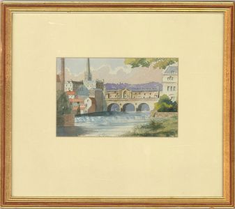 Framed Late 19th Century Watercolour - Study of Pulteney Bridge, bath