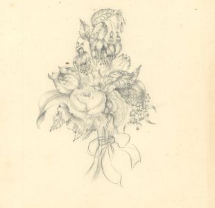 Early 20th Century Graphite Drawing - Study of a Flower Bouquet