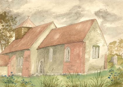 Ronald A. Broad - 1960 Watercolour, Ashmansworth Church